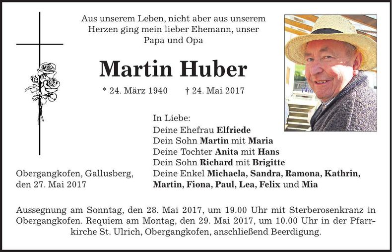 Traueranzeige Martin Huber
