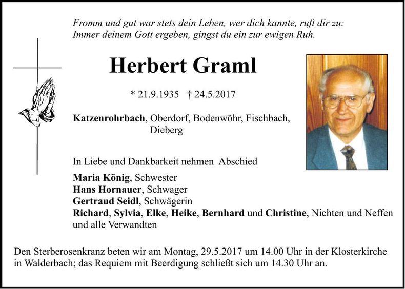 Traueranzeige Herbert Graml