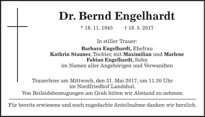 Traueranzeige Bernd Engelhardt