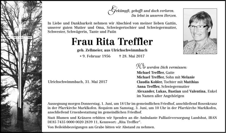 Traueranzeige Rita Treffler