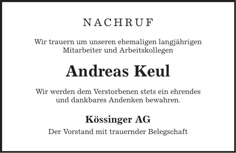Traueranzeige Andreas Keul
