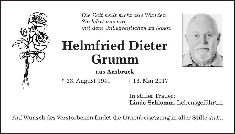 Traueranzeige Helmfried Dieter Grumm
