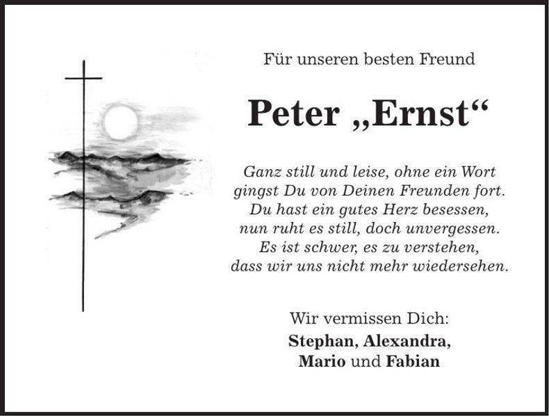 Traueranzeige Peter "Ernst"