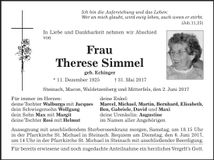 Traueranzeige Therese Simmel