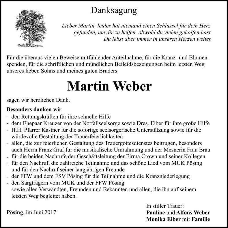 Traueranzeige Martin Weber