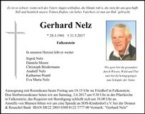 Traueranzeige Gerhard Nelz