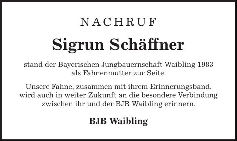 Traueranzeige Sigrun Schäffner