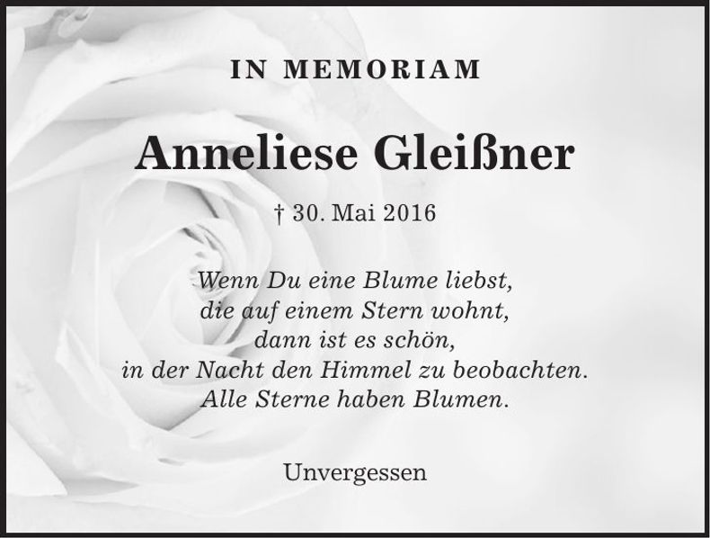 Traueranzeige Anneliese Gleißner