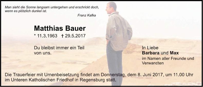 Traueranzeige Matthias Bauer