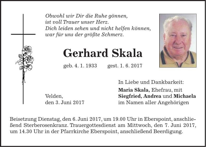 Traueranzeige Gerhard Skala