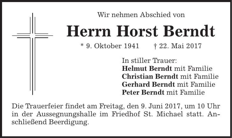 Traueranzeige Horst Berndt