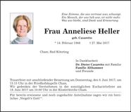 Traueranzeige Anneliese Heller