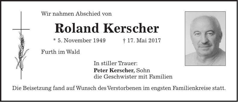 Traueranzeige Roland Kerscher