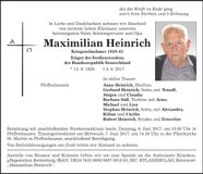 Traueranzeige Maximilian Heinrich