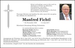 Traueranzeige Manfred Fichtl