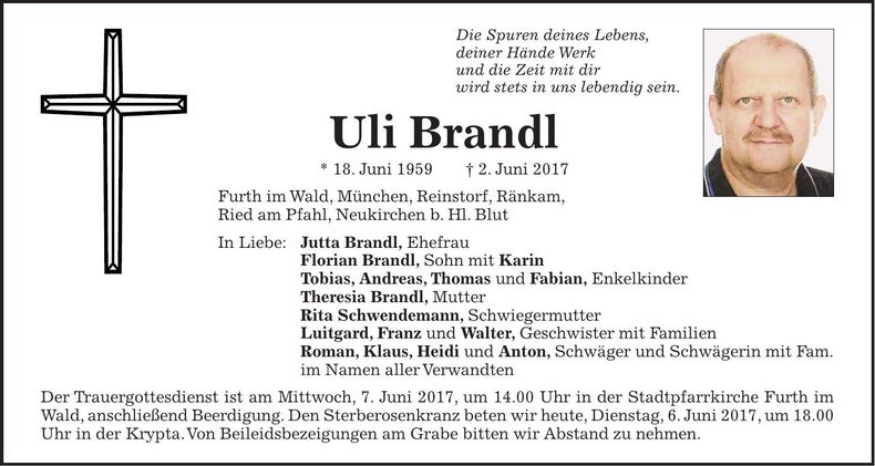 Traueranzeige Uli Brandl