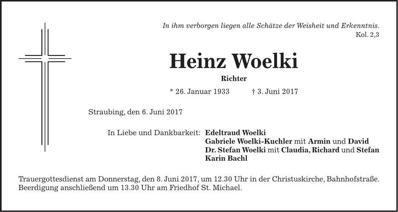 Traueranzeige Heinz Woelki