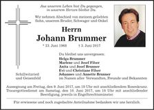 Traueranzeige Johann Brummer