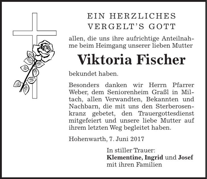 Traueranzeige Viktoria Fischer
