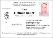 Traueranzeige Helmut Bauer