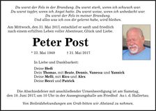 Traueranzeige Peter Post