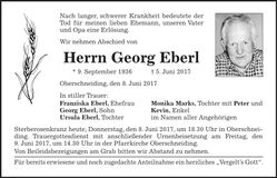 Traueranzeige Georg Eberl