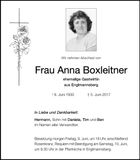Traueranzeige Anna Boxleitner
