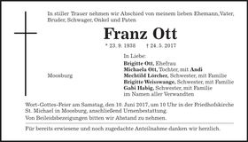 Traueranzeige Franz Ott