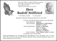 Traueranzeige Rudolf Stillfried