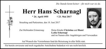 Traueranzeige Hans Scharnagl