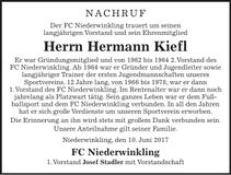 Traueranzeige Hermann Kiefl