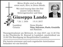 Traueranzeige Giuseppa Lando