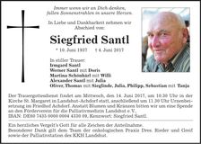 Traueranzeige Siegfried Santl