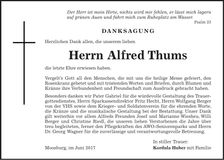 Traueranzeige Alfred Thums