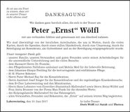 Traueranzeige Peter "Ernst" Wölfl