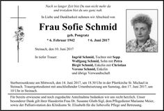 Traueranzeige Sofie Schmid