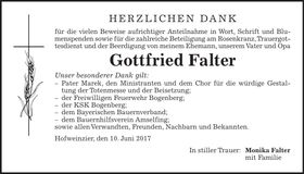 Traueranzeige Gottfried Falter