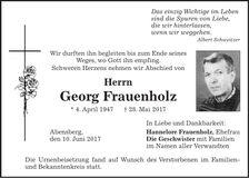 Traueranzeige Georg Frauenholz