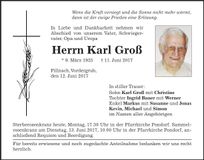 Traueranzeige Karl Groß