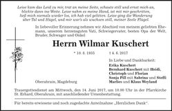 Traueranzeige Wilmar Kuschert