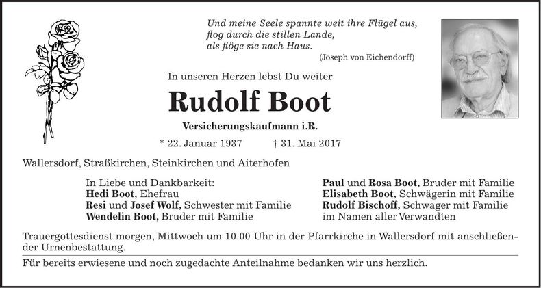 Traueranzeige Rudolf Boot
