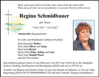 Traueranzeige Regina Schmidbauer