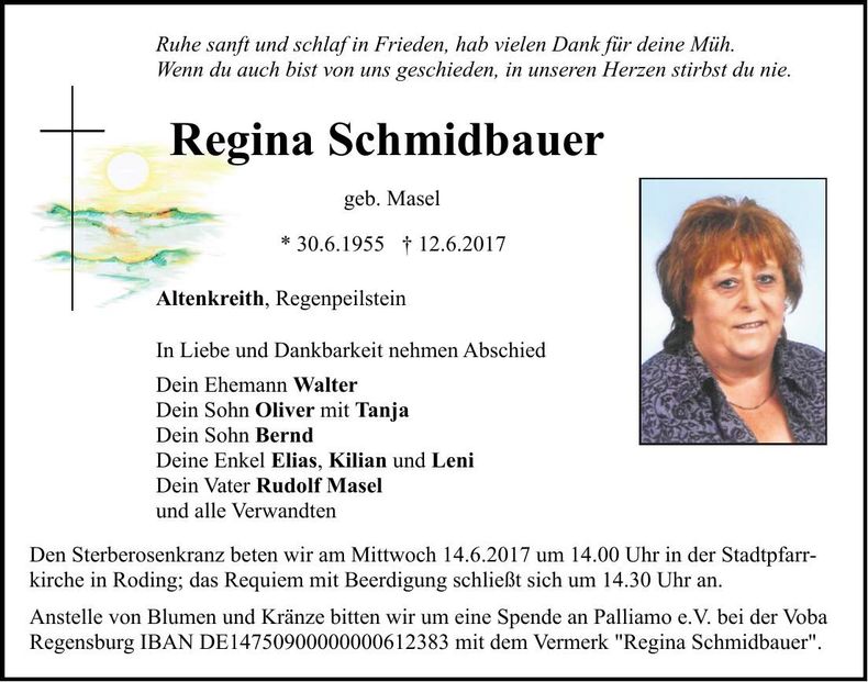 Traueranzeige Regina Schmidbauer