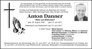 Traueranzeige Anton Danner