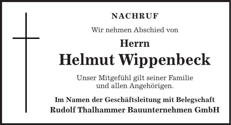 Traueranzeige Helmut Wippenbeck