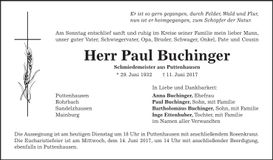 Traueranzeige Paul Buchinger