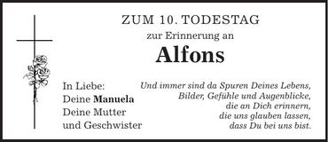 Traueranzeige Alfons 