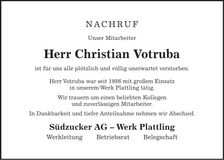 Traueranzeige Christian Votruba