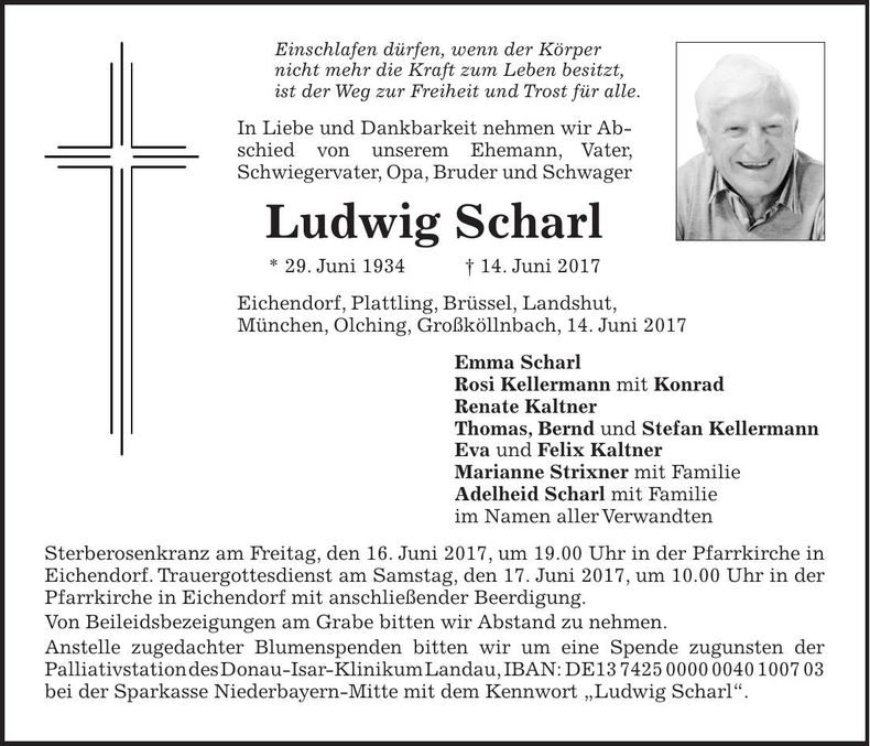 Traueranzeige Ludwig Scharl
