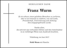 Traueranzeige Fanz Wurm
